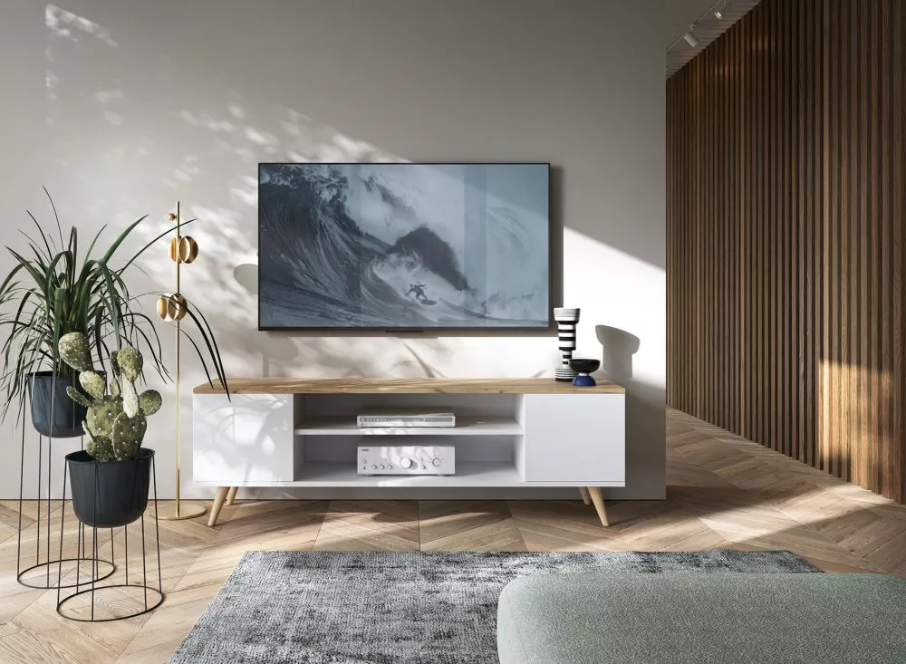 TV tumba Petra Wood · 155 × 40 × 50 cm