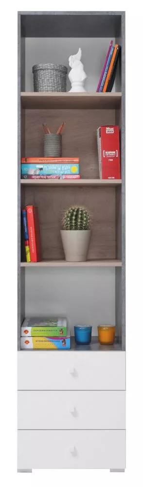 Plaukts Sigma SI7 · Betons + balts + ozols · 60 × 190 × 40 cm