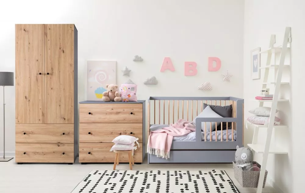 Bērnu gulta Pauline Premium 60x120 ar stelāžu Guļamvietas platums: 60 cm, Guļamvietas garums: 120 cm, · 66 × 124 × 85 cm