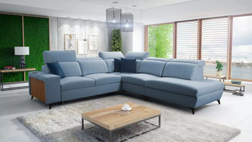 Dīvāns Bartone 9 Standard · Gaiši zils · 300 × 283 × 83 cm