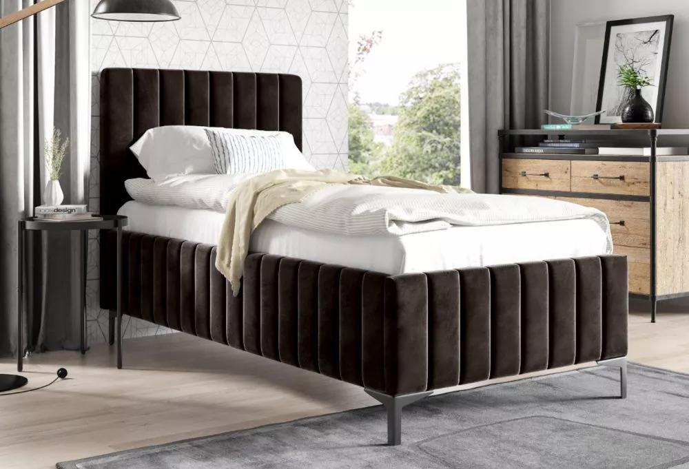 Gulta PK24 Comfort ar stelāžu Guļamvietas platums: 90 cm, Guļamvietas garums: 200 cm, stelāžas tips: metāla, · Tumši brū