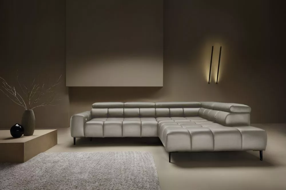 Dīvāns Plaza L Leather Standard · Pelēks · 216 × 300 × 76 cm