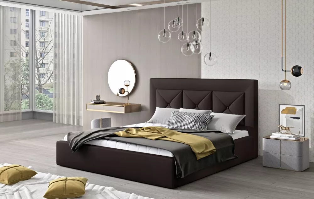 Gulta Cloe Standard ar stelāžu Guļamvietas platums: 140 cm, Guļamvietas garums: 200 cm, stelāžas tips: metāla, · Tumši b