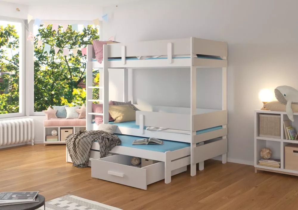 Bērnu gulta Etapo White ar stelāžam Guļamvietas platums: 80 cm, Guļamvietas garums: 180 cm, · 93 × 188 × 171 cm
