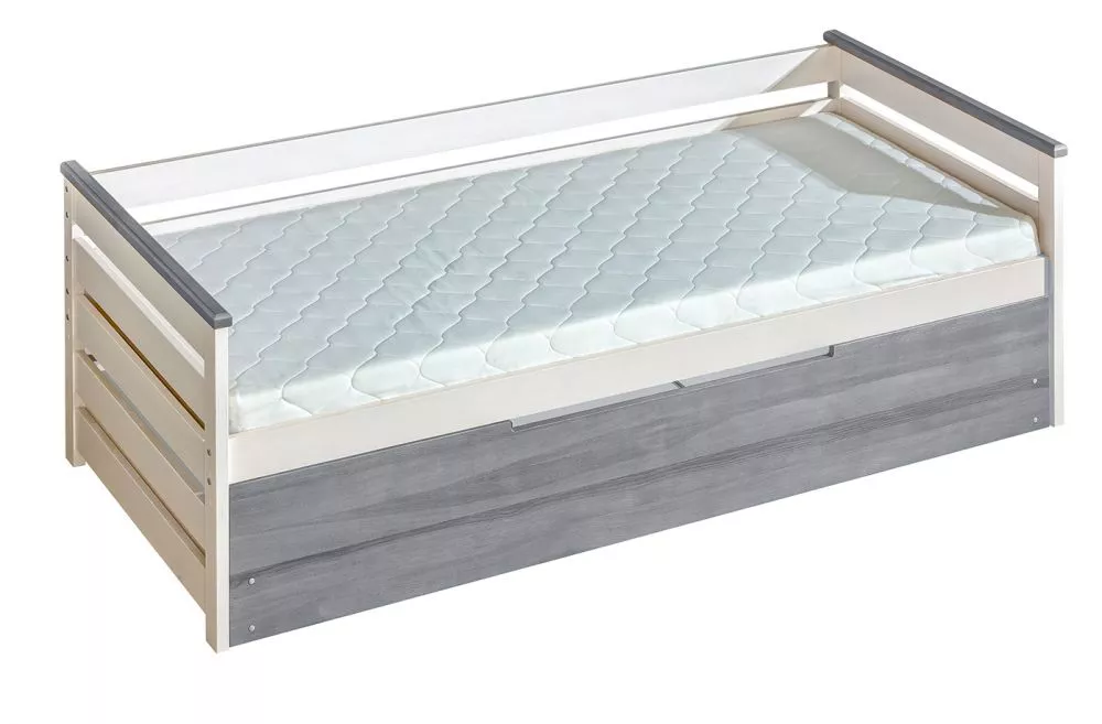 Gulta Alan AL1+AL2 ar stelāžu Guļamvietas platums: 90 cm, Korpusa krāsa: balināta priede, Guļamvietas garums: 200 cm, · 