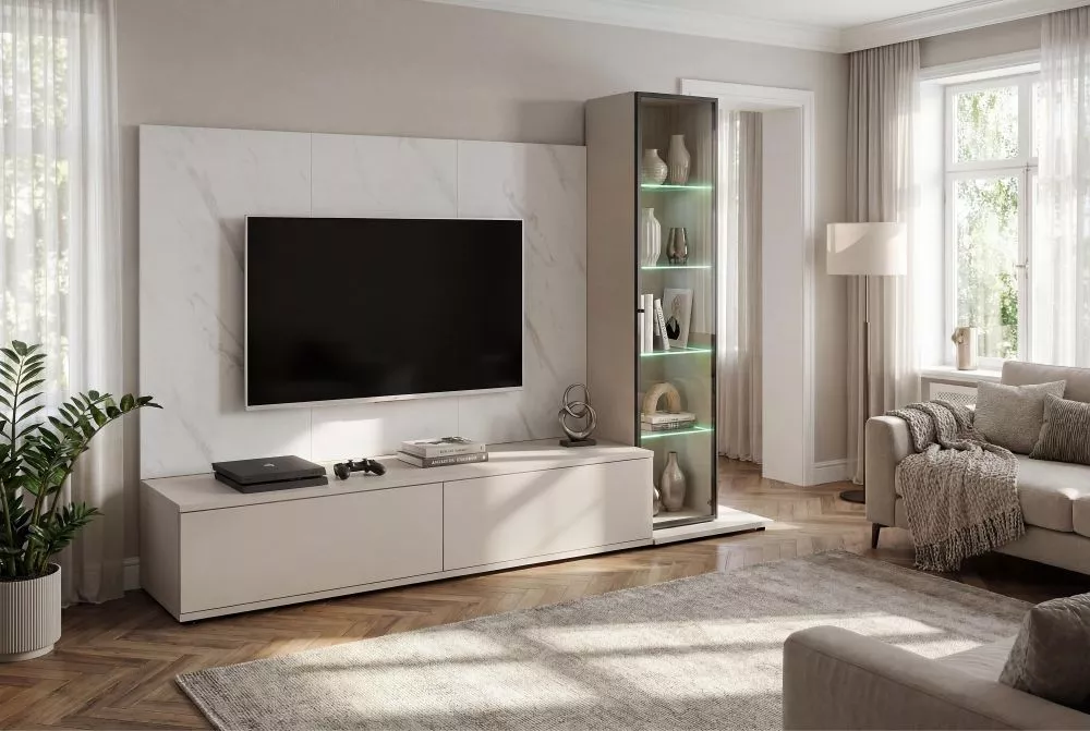 Sekcija Glam 1 ar LED Korpusa krāsa: kašmīrs, · 240 × 45 × 175 cm