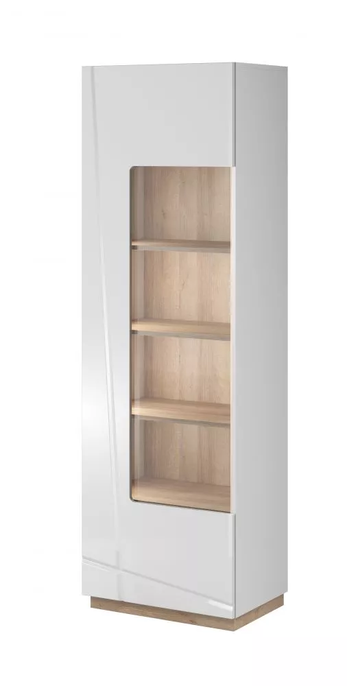 Grāmatu skapis Futura FU-02 ar LED Korpusa krāsa: balts, Elementu krāsa: ozols, · 60 × 41 × 191 cm