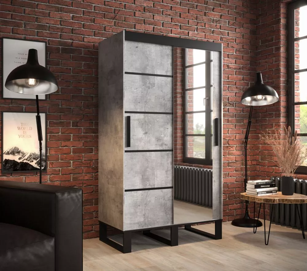 Skapis Loft V2 · Betons · 120 × 62 × 212 cm