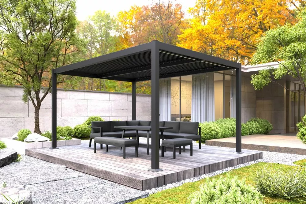 Dārza paviljons Bermeo Materiāls: alumīnijs, · Tumši pelēks · 230 × 400 × 400 cm
