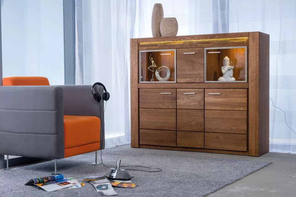 Kumode Velvet 48 ar LED · Ozols rustikal · 161 × 42 × 135 cm