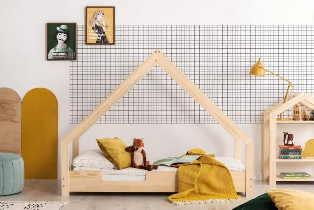 Bērnu gulta Loca C ar stelāžu Guļamvietas platums: 70 cm, Guļamvietas garums: 140 cm, · Priede · 77 × 153 × 134 cm