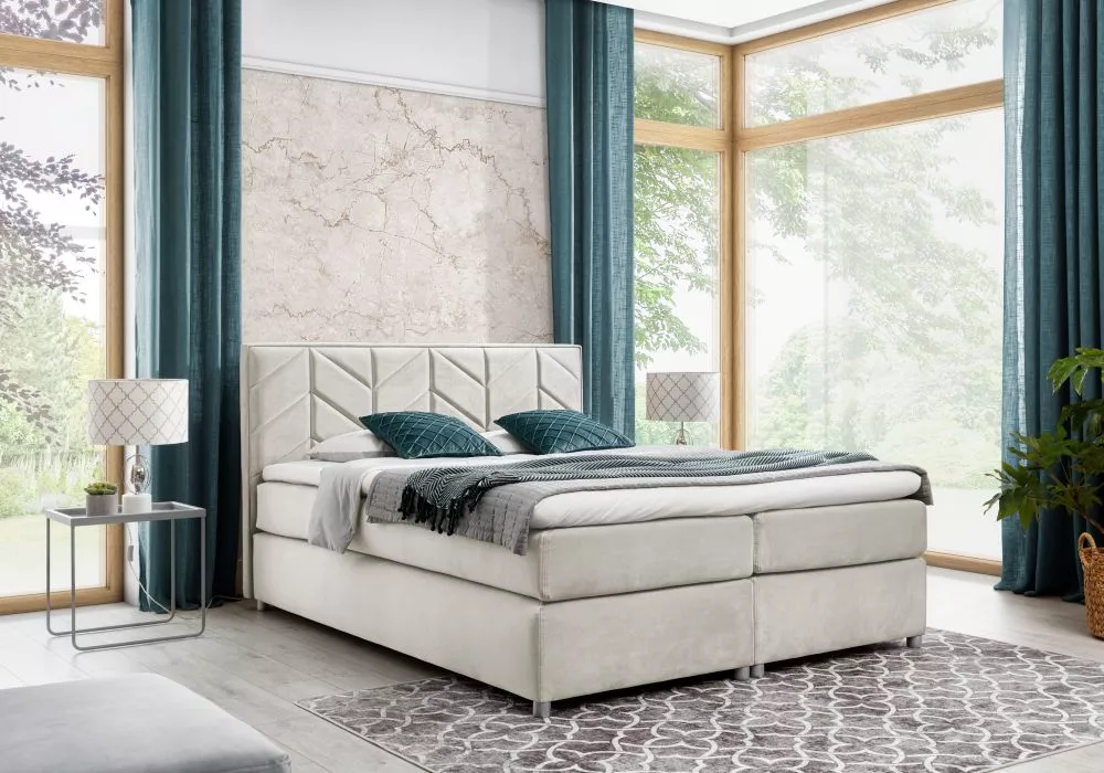 Gulta Jodla Boxspring Standard Guļamvietas platums: 160 cm, Guļamvietas garums: 200 cm, · Gaiši bēšs · 167 × 209 × 103 c