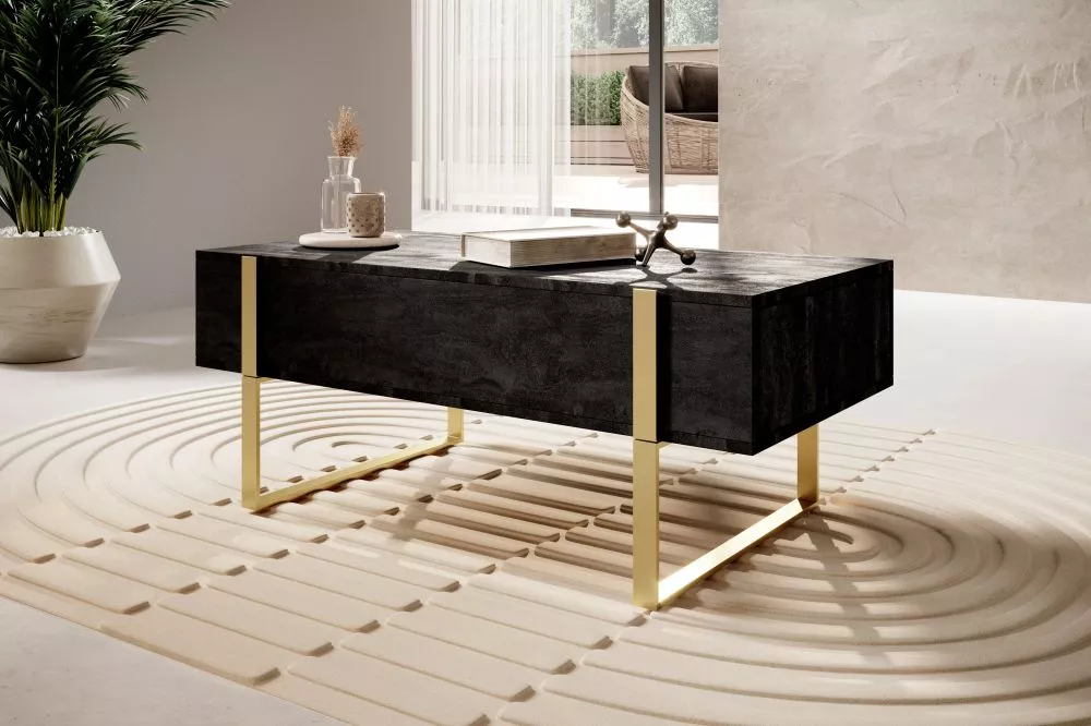 Žurnālgalds Verica L120 2SZ Gold · Melns · 120 × 60 × 48 cm