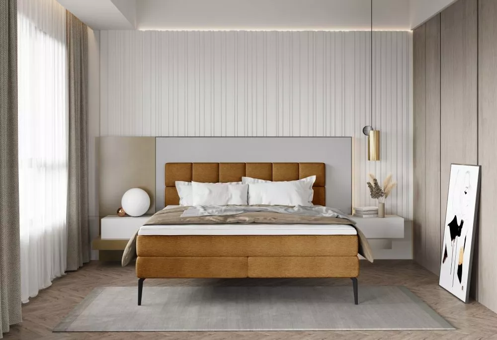 Gulta Adel Boxspring Guļamvietas platums: 140 cm, Guļamvietas garums: 200 cm, · 147 × 214 × 109 cm