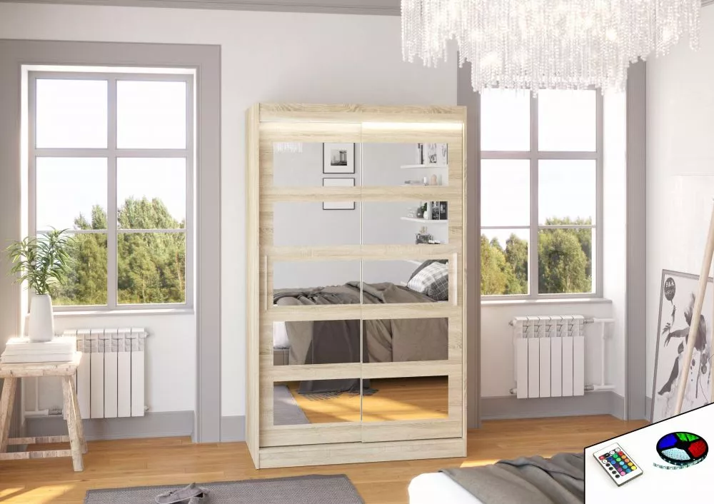 Skapis Salem ar LED · Sonoma · 120 × 58 × 200 cm