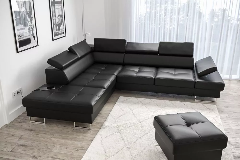 Dīvāns Galaxy Premium standard · Melns · 225 × 276 × 74 cm