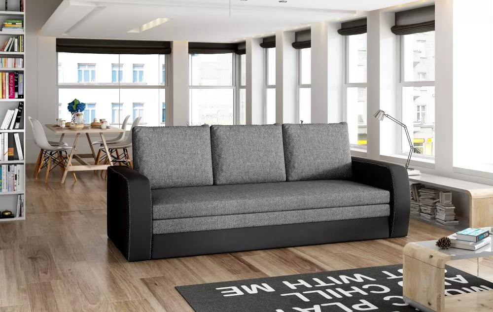 Dīvāns Inversa standard · Tumši pelēks + melns · 80 × 215 × 83 cm