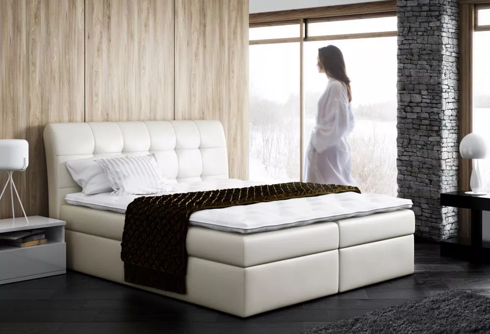 Gulta Diego Boxspring Classic Standard Guļamvietas platums: 160 cm, Guļamvietas garums: 200 cm, · Gaiši bēšs · 160 × 217