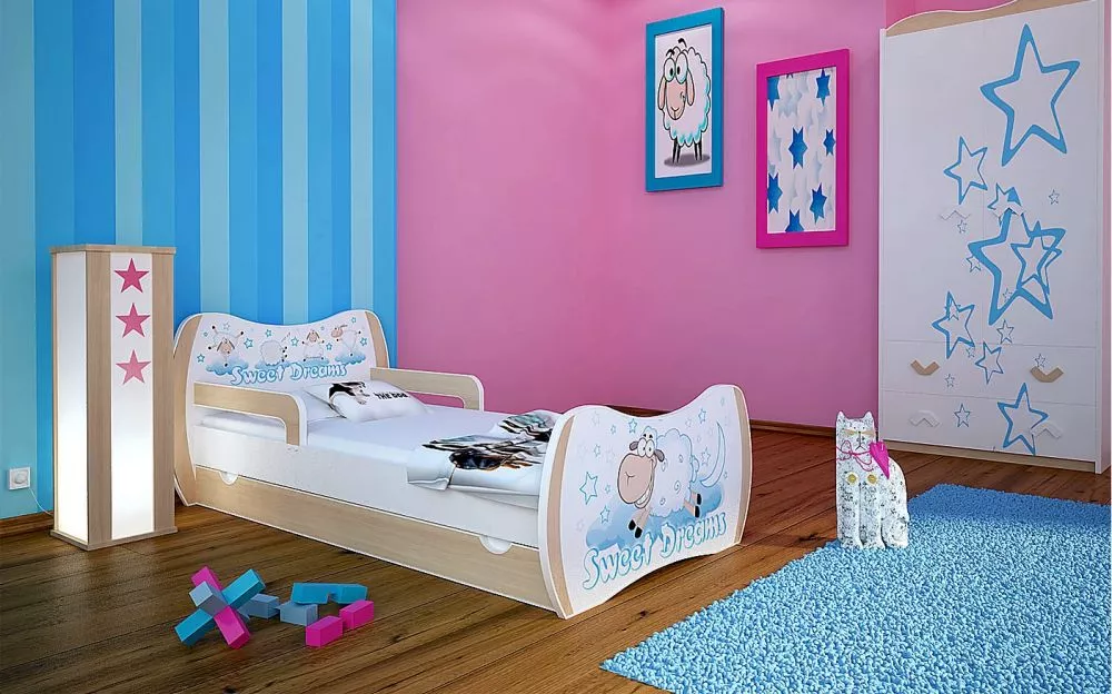 Bērnu gulta Dream L06 180x90 DM13 ar stelāžu Guļamvietas platums: 90 cm, Guļamvietas garums: 180 cm, · 114 × 184 × 71 cm