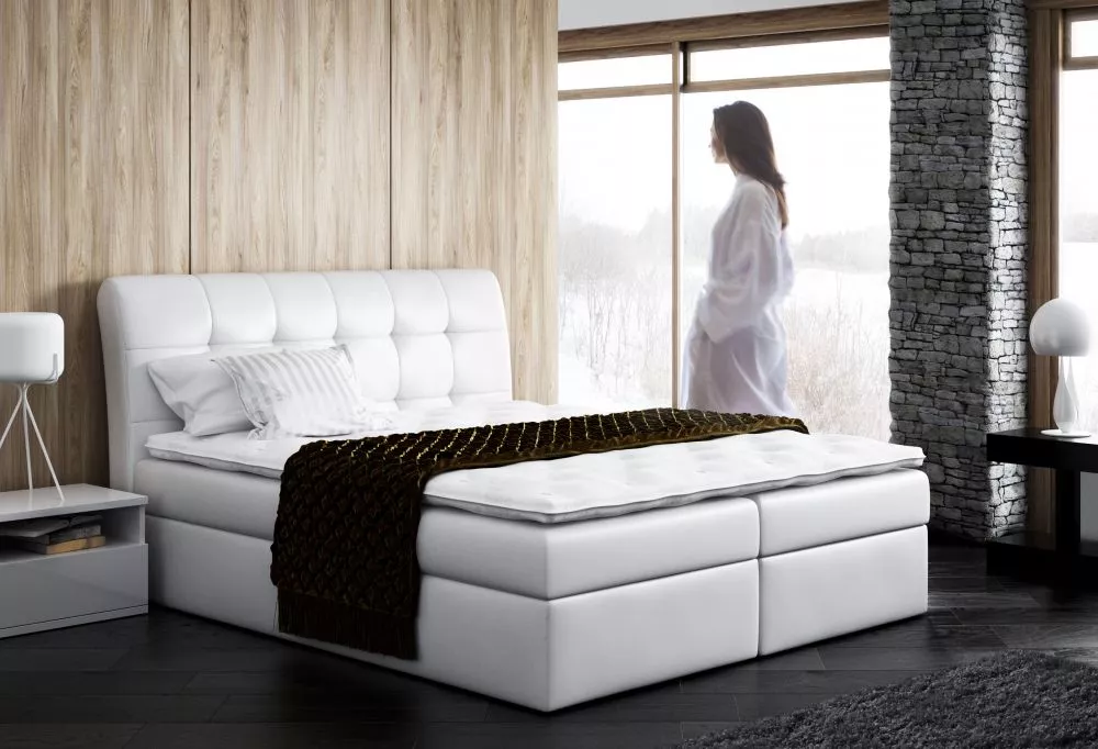 Gulta Diego Boxspring Classic Standard Guļamvietas platums: 180 cm, Guļamvietas garums: 200 cm, · Balts · 180 × 217 × 12
