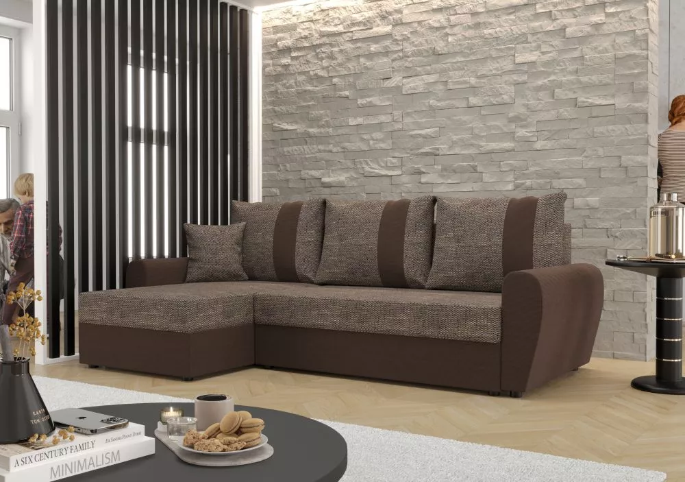 Dīvāns Davos L standard · Kapučīno + brūns · 140 × 230 × 89 cm
