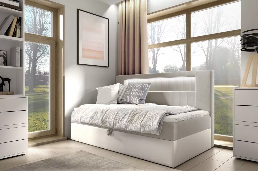 Gulta Gold 2 Boxspring Standard ar LED Guļamvietas platums: 90 cm, Korpusa krāsa: balts, Guļamvietas garums: 200 cm, · 1