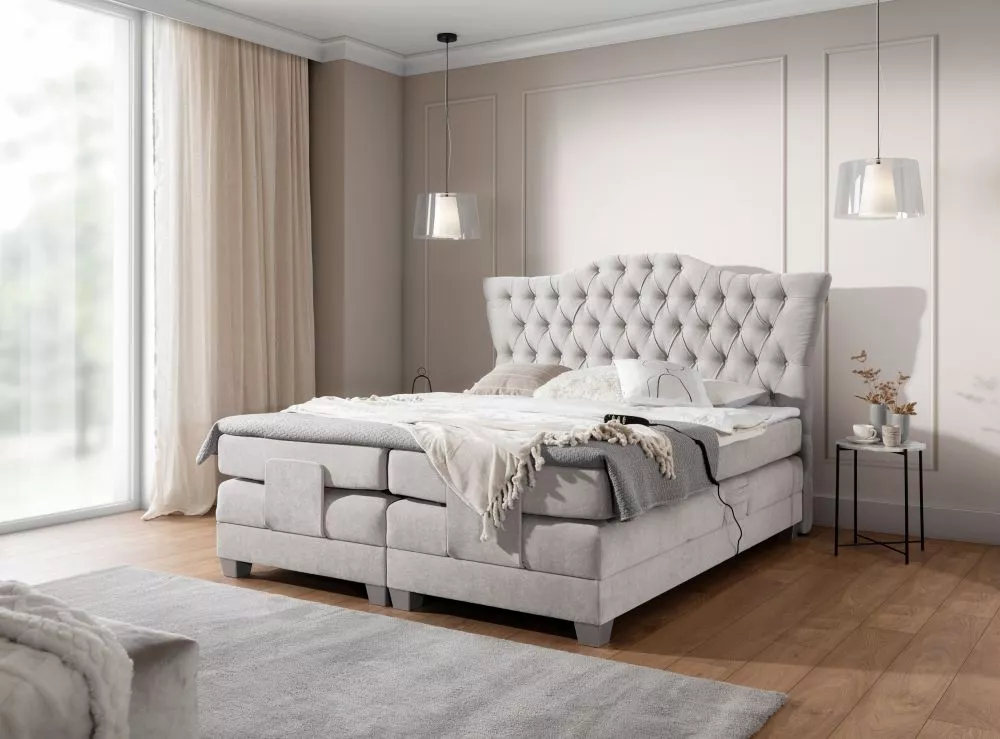 Gulta London Electric Boxspring Standard Guļamvietas platums: 120 cm, Guļamvietas garums: 237 cm, · Gaiši pelēks · 146 ×