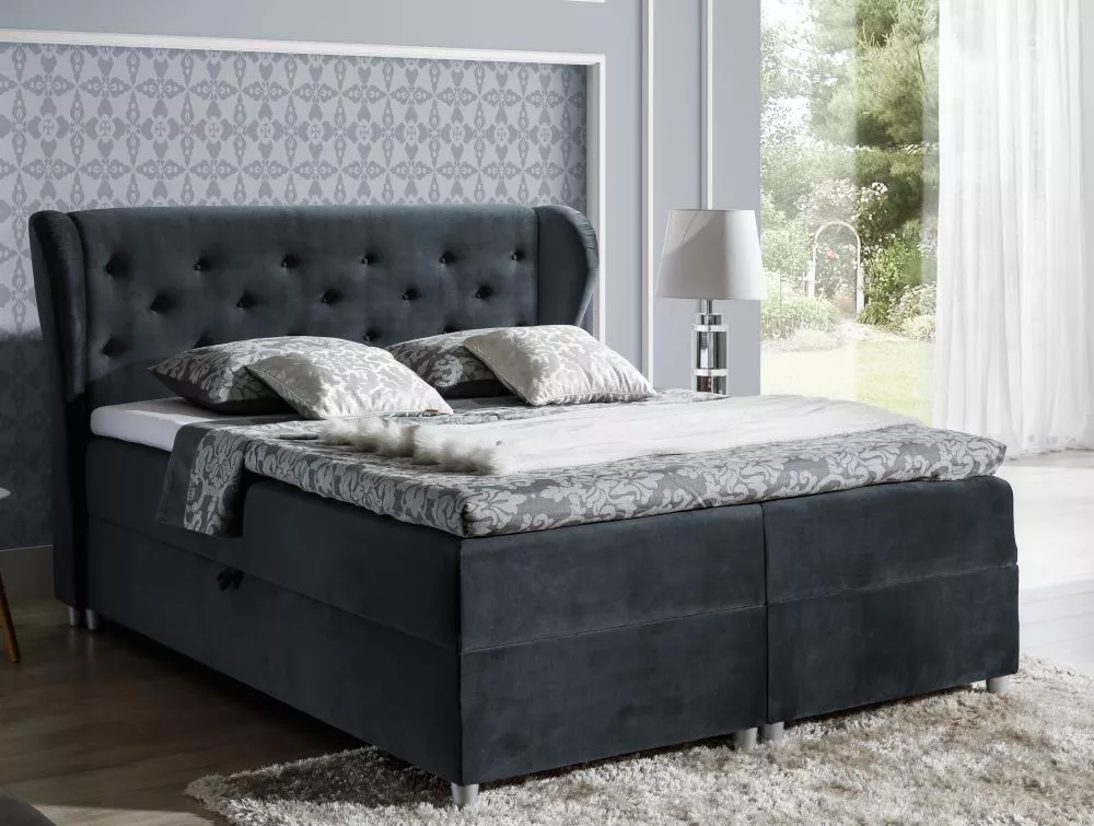 Gulta Pasito Boxspring Premium Standard Guļamvietas platums: 140 cm, Guļamvietas garums: 200 cm, · Antracīts · 164 × 212
