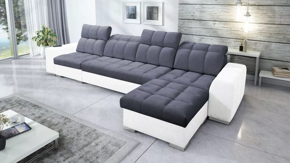 Dīvāns Pagano 12 Premium Standard · Antracīts + balts · 179 × 366 × 83 cm