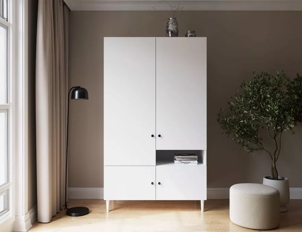 Grāmatu skapis Dullum SZA120 · Balts · 120 × 60 × 205 cm