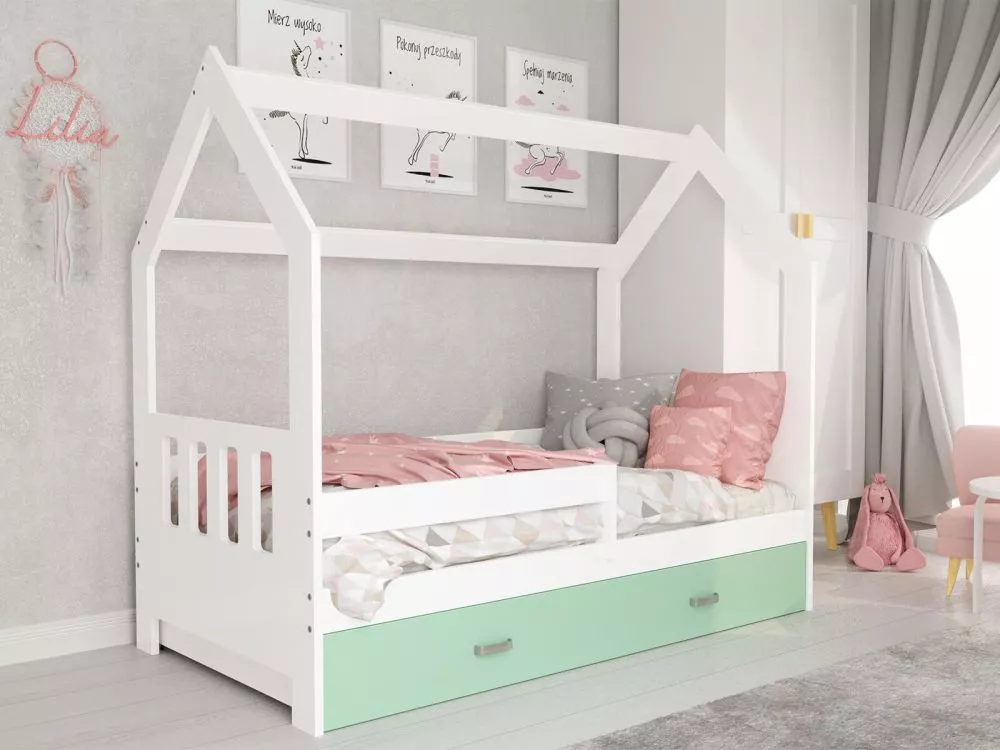 Bērnu gulta Domek D3-C ar stelāžu Guļamvietas platums: 80 cm, Guļamvietas garums: 160 cm, · 87 × 164 × 144 cm