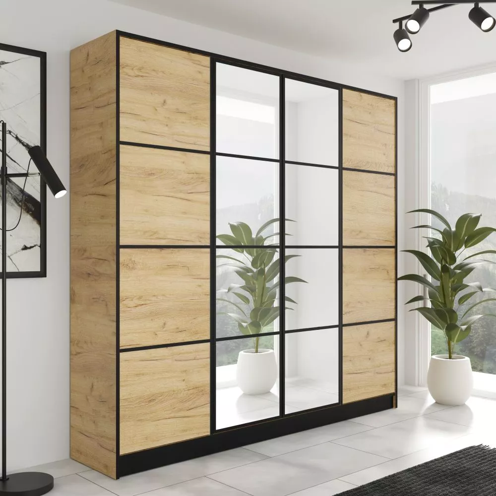 Skapis Eden 02 · Ozols craft zelts · 206 × 39 × 205 cm