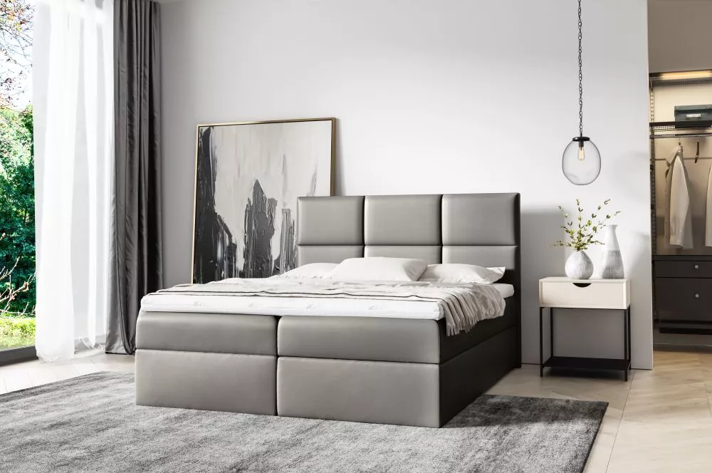 Gulta Imbir Boxspring Standard Guļamvietas platums: 200 cm, Guļamvietas garums: 200 cm, · Pelēks · 204 × 208 × 103 cm