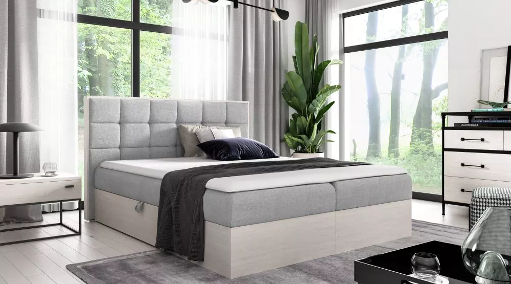 Gulta Wood-1 160x200 Boxspring Standard Guļamvietas platums: 160 cm, Korpusa krāsa: ziemeļu tīkkoks, Guļamvietas garums: