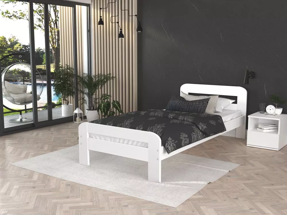 Gulta Dallas MDF ar stelāžu Guļamvietas platums: 90 cm, Guļamvietas garums: 200 cm, stelāžas tips: koka, · Balts · 98 × 
