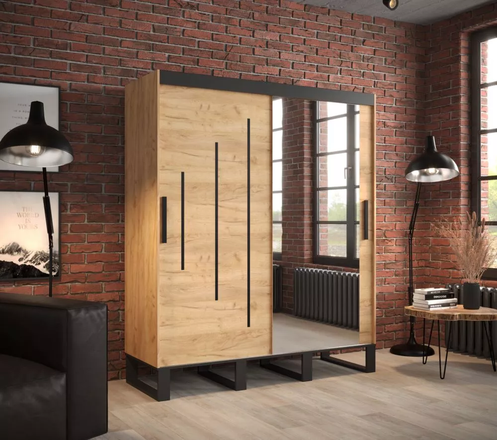 Skapis Loft Y2 · Ozols craft zelts · 180 × 62 × 212 cm