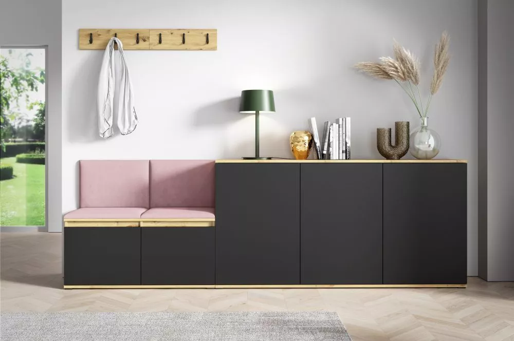Apavu plaukts Emi 35 Trinity Korpusa krāsa: ozols artisan + melns, · 250 × 88 × 40 cm
