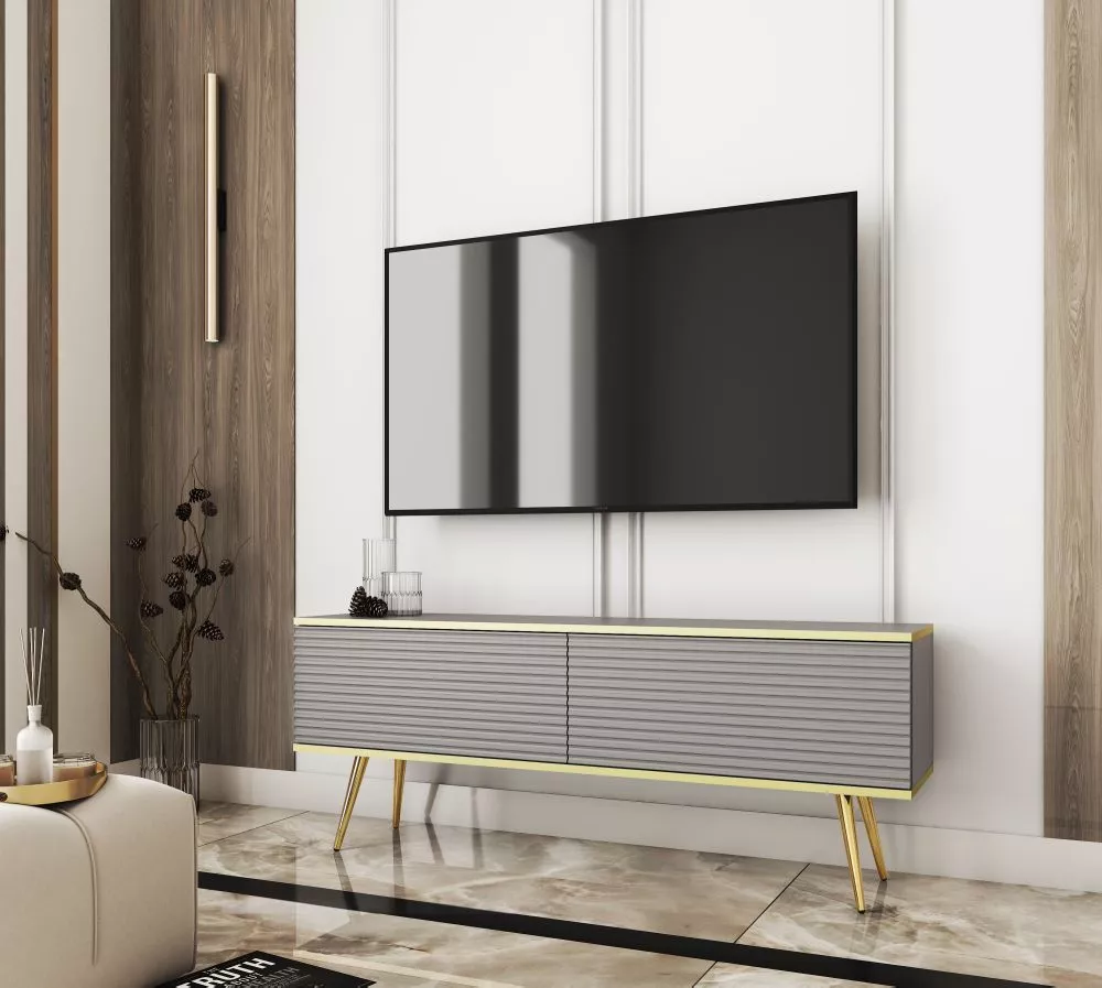 TV tumba Oro MDF Gold · Pelēks · 135 × 32 × 53 cm