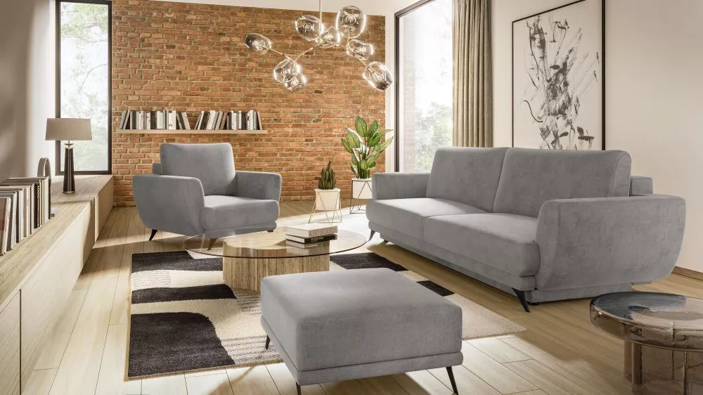 Komplekts Megis 3S+1S+P Premium standard · Pelēks · 95 × 250 × 90 cm