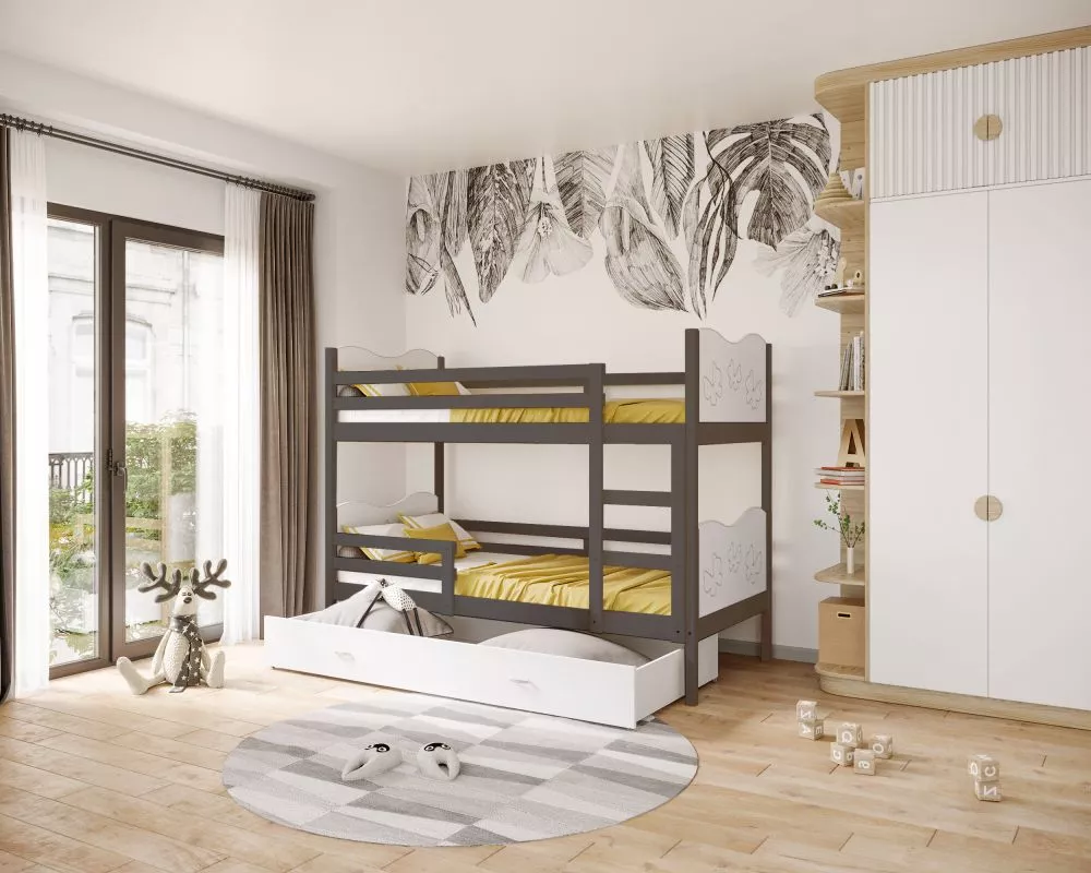 Bērnu gulta Max MDF 80x160 ar stelāžām Guļamvietas platums: 80 cm, Guļamvietas garums: 160 cm, · 86 × 168 × 158 cm