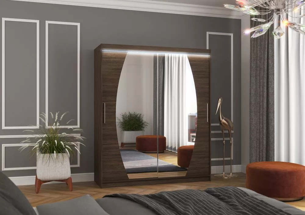 Skapis Baltimore ar LED · Šokolādes · 180 × 58 × 215 cm