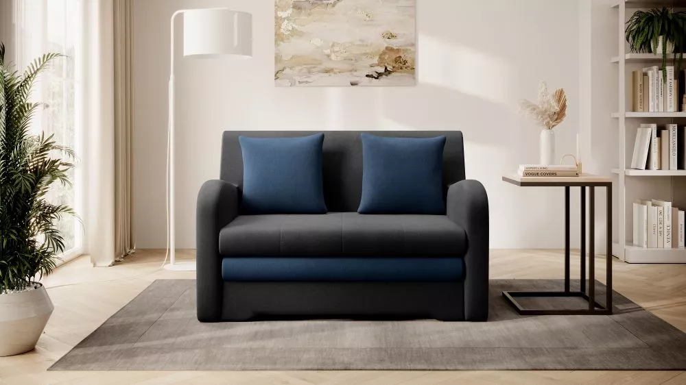 Dīvāns Ario standard · Grafīts + zils · 103 × 130 × 85 cm