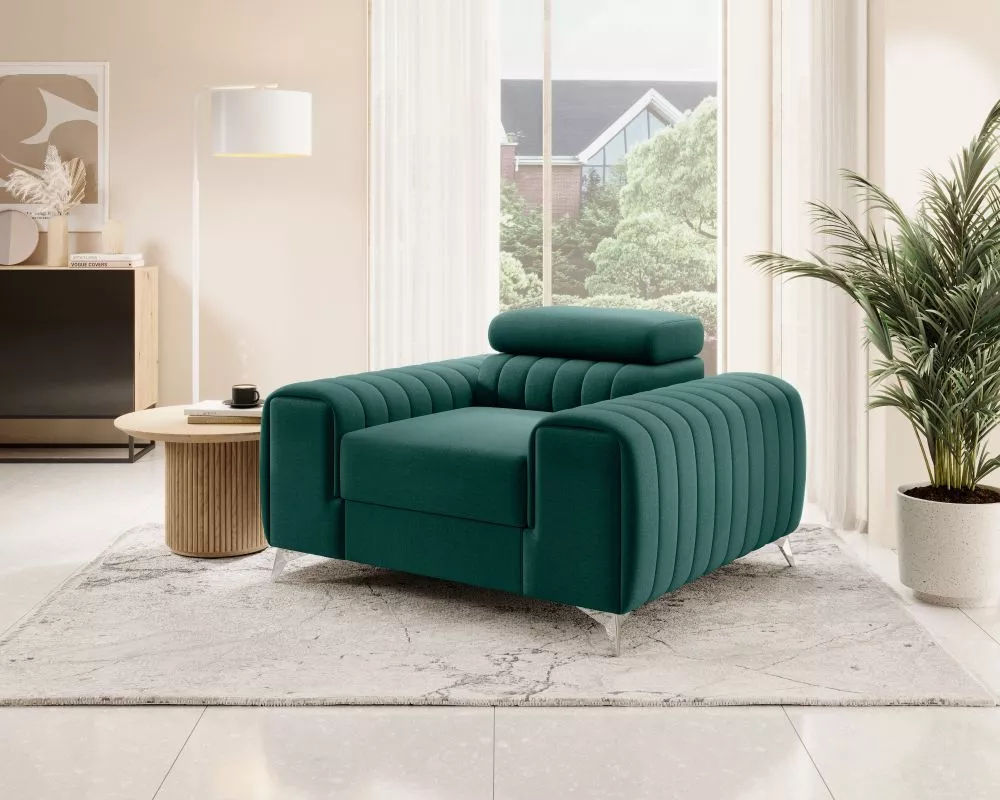 Mīksts krēsls Laurence 1S Premium Standard Sēdvietas dziļums: 55 cm, · Zaļš · 125 × 97 × 75 cm