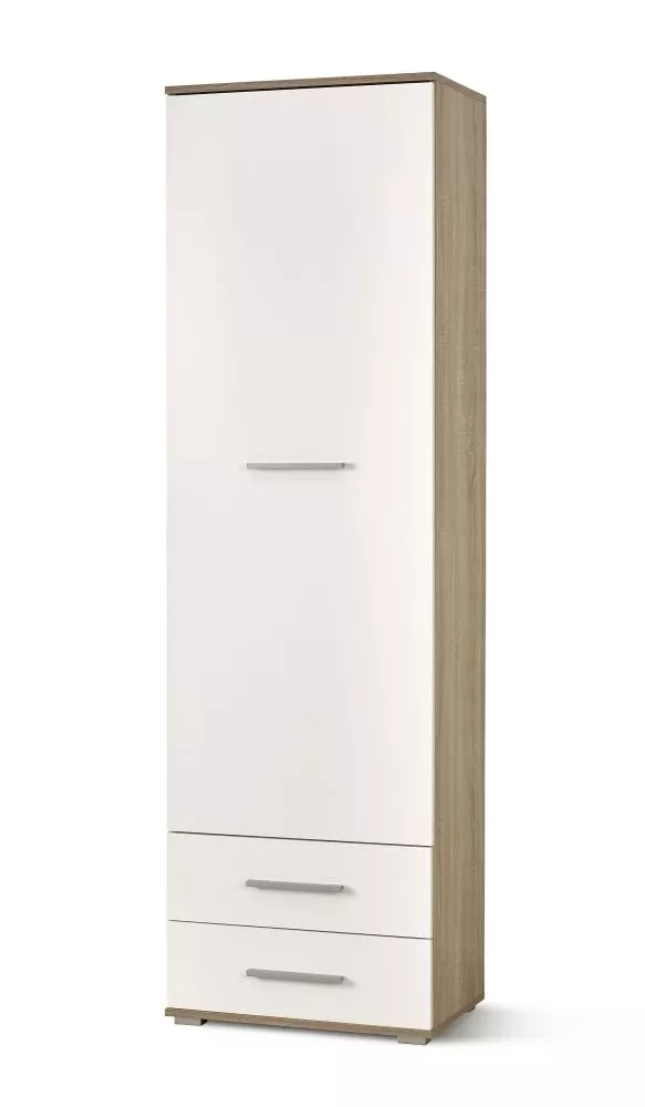 Grāmatu skapis Lima REG-1 Korpusa krāsa: sonoma, Elementu krāsa: balts, · 60 × 40 × 200 cm
