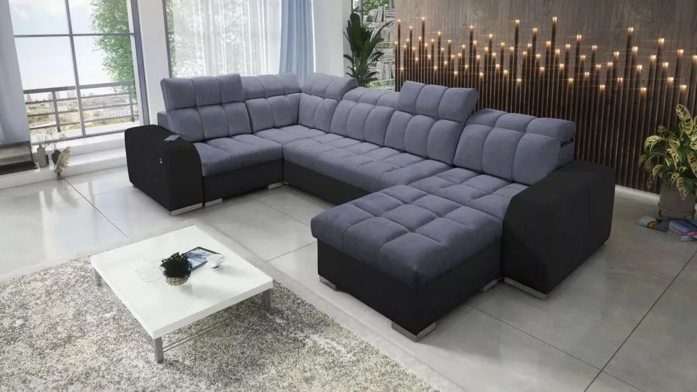 Dīvāns Pagano 4 Premium Standard · Antracīts + melns · 210 × 362 × 83 cm