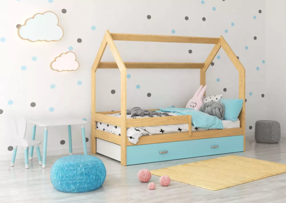 Bērnu gulta Domek D3 ar stelāžu Guļamvietas platums: 80 cm, Guļamvietas garums: 160 cm, · 87 × 164 × 144 cm