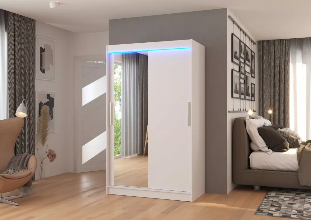 Skapis Bario ar LED · Balts · 120 × 58 × 200 cm