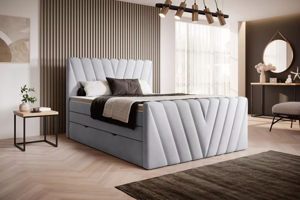 Gulta Candice Boxspring Comfort standard Guļamvietas platums: 160 cm, Guļamvietas garums: 200 cm, · Gaiši pelēks · 160 ×
