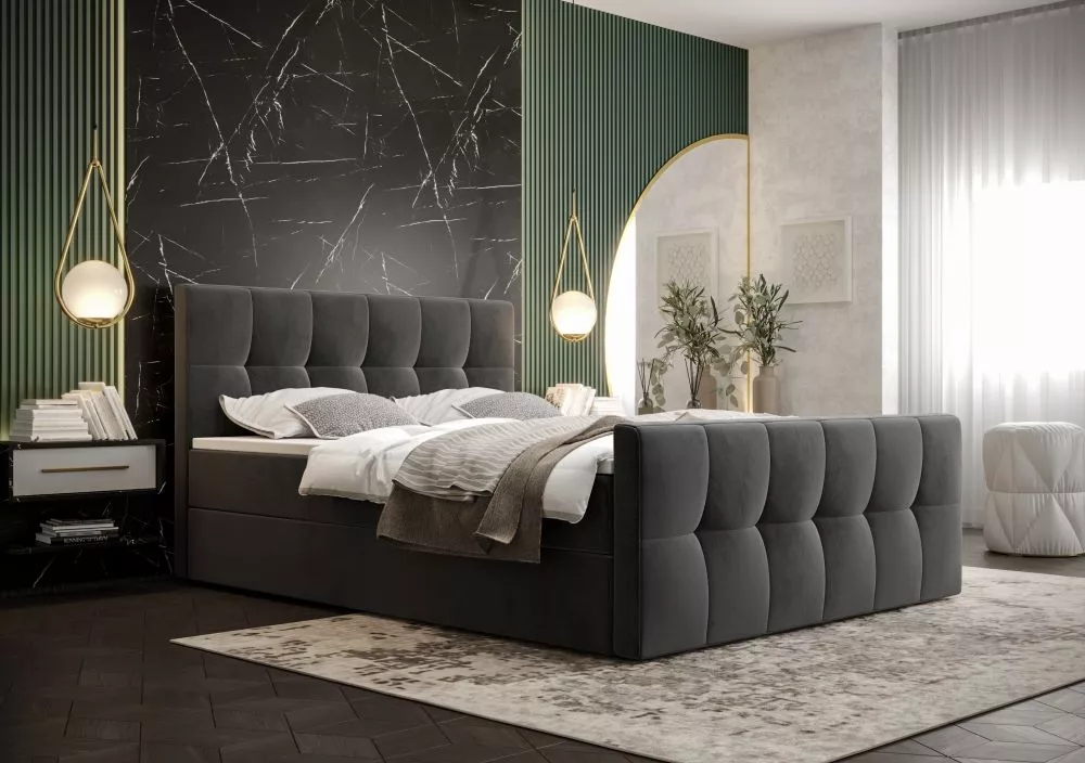 Gulta Manhattan Comfort Boxspring Standard Guļamvietas platums: 80 cm, Guļamvietas garums: 200 cm, · Tumši pelēks · 80 ×