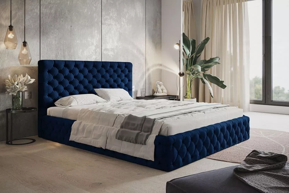 Gulta Slim 8 standard ar stelāžu Guļamvietas platums: 160 cm, Guļamvietas garums: 200 cm, stelāžas tips: koka, · Zils · 